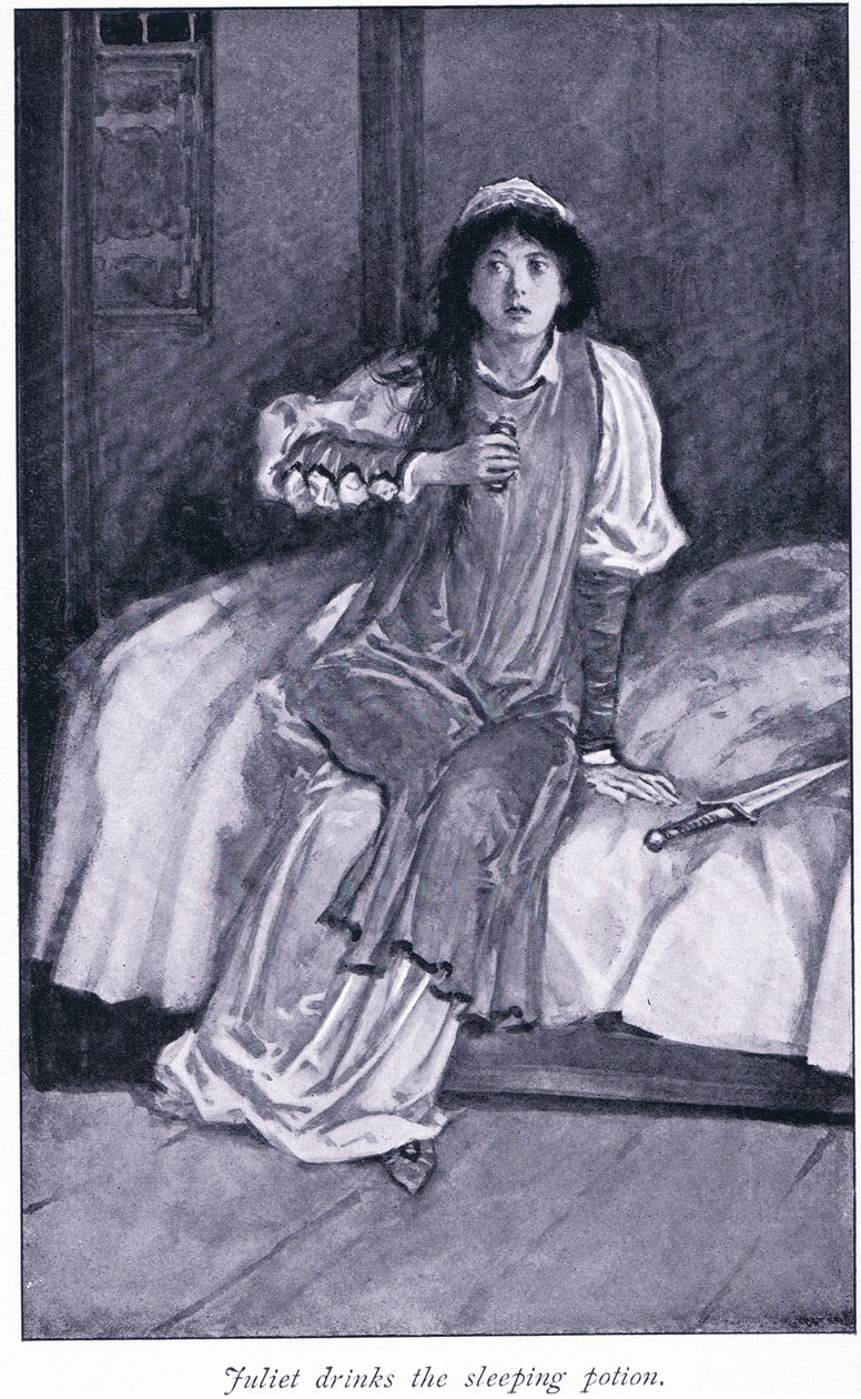 Júlia issza az altatófőzetet, 1900-as évek alkotó: Walter Paget