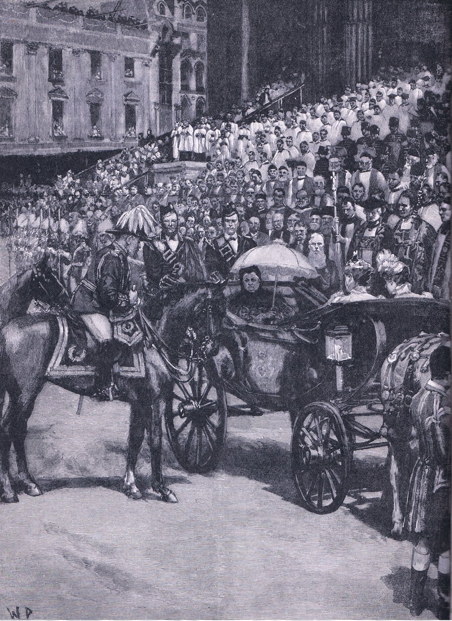 A gyémántjubileum: Hálaadás a Szent Pál-székesegyházban, illusztráció Cassells Anglia története, 1900-as évek alkotó: Walter Paget