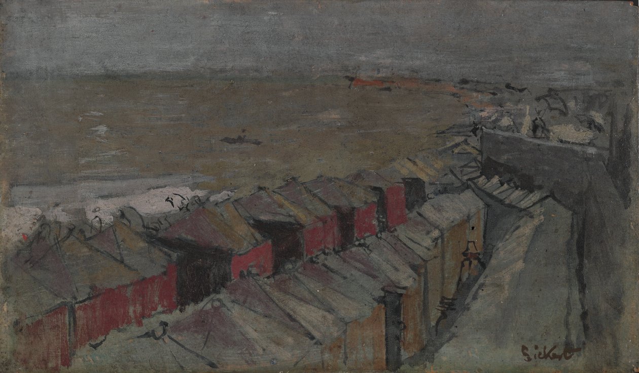 Fürdőkunyhók, Dieppe, 1890 körül (olaj, panel) alkotó: Walter Richard Sickert