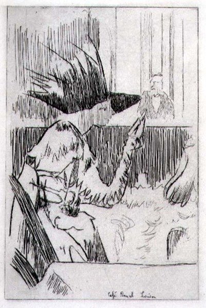 Cafe Royal Londonban (metszet) alkotó: Walter Richard Sickert