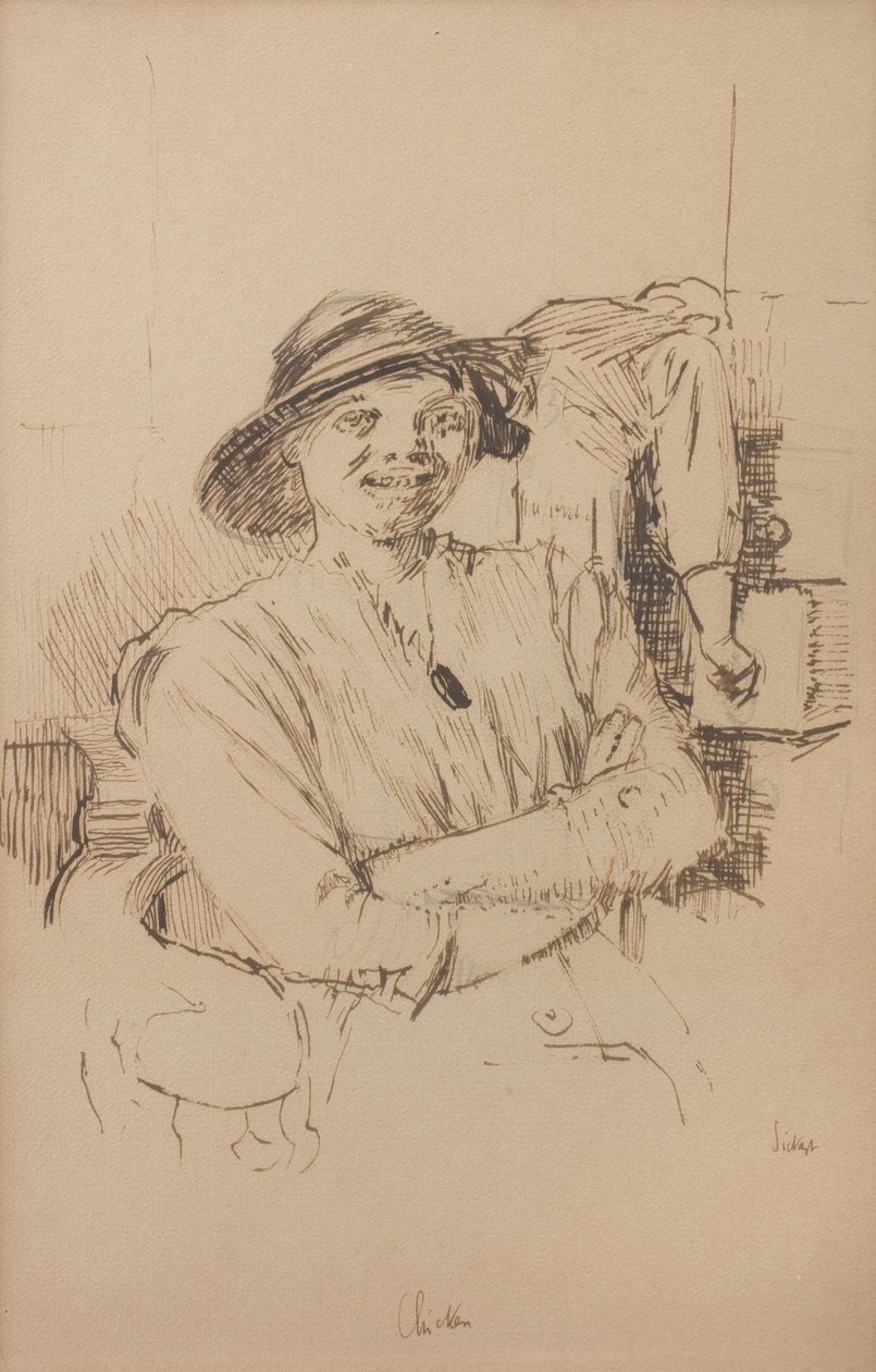 Csirke, 1914 körül (ceruza, toll és szepia tinta, papír) alkotó: Walter Richard Sickert
