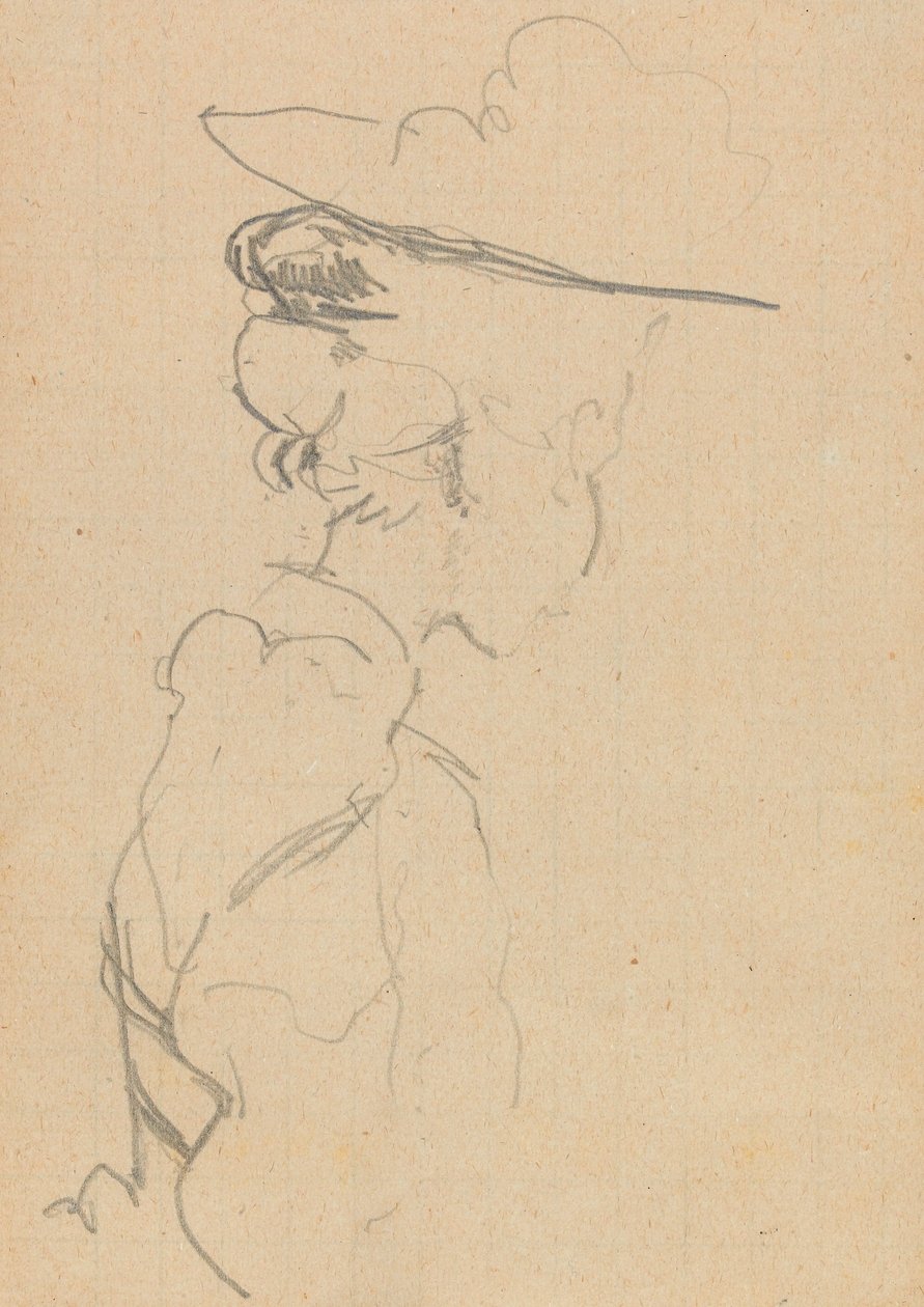 Kalapos nő feje és válla, elveszett profilban, jobbra (grafit, papír) alkotó: Walter Richard Sickert