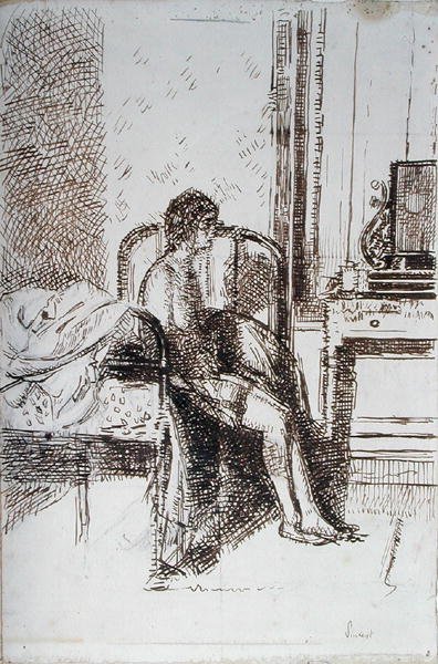 A kórus hölgye (tus, papír) alkotó: Walter Richard Sickert