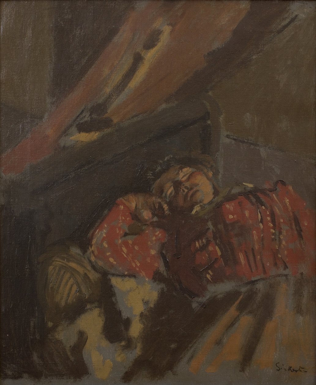 Piros mintás blúz, 1907 körül (olaj, vászon) alkotó: Walter Richard Sickert