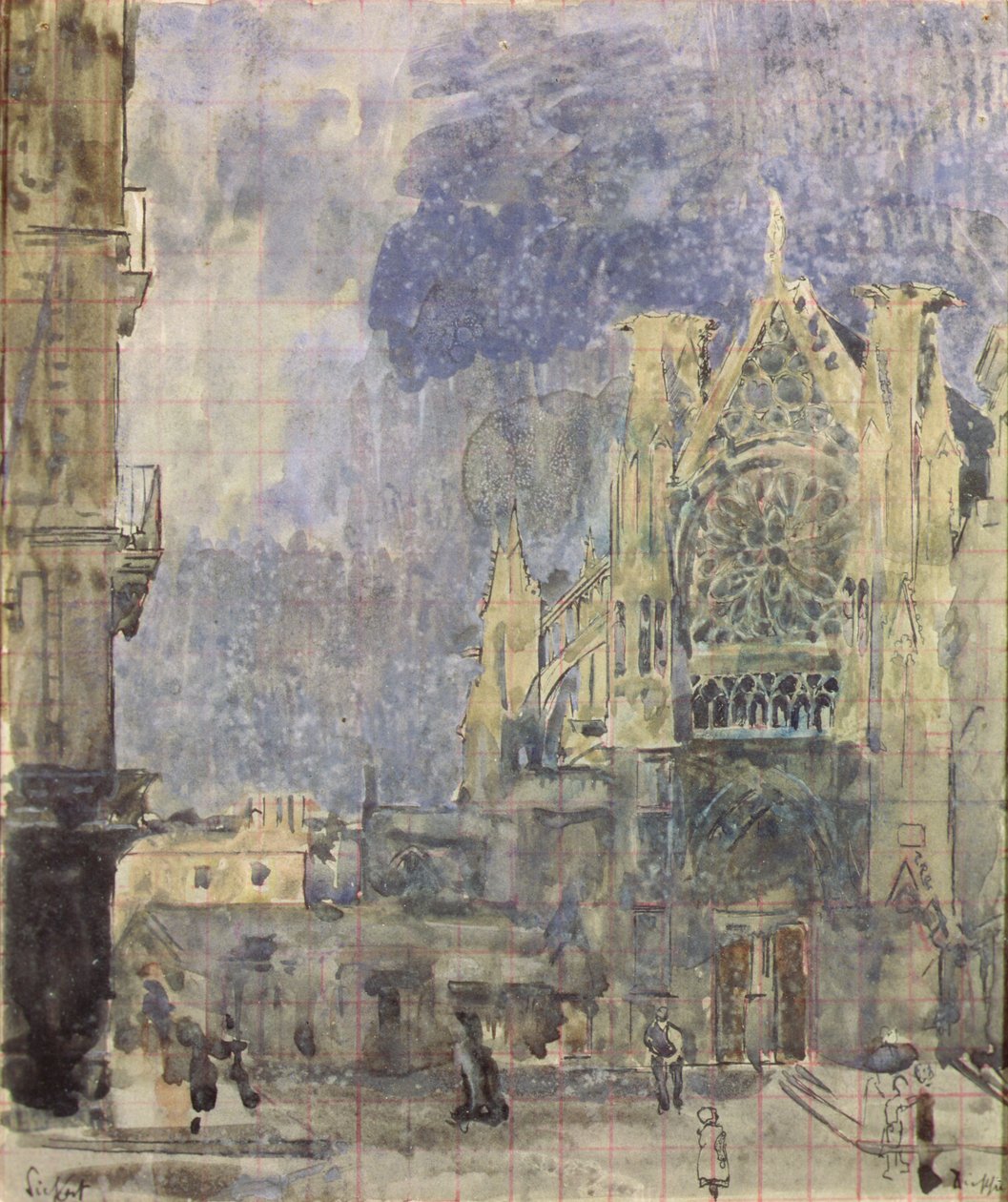 St. Jacques homlokzat, Dieppe, 1899 körül (akvarell és tinta, papír) alkotó: Walter Richard Sickert