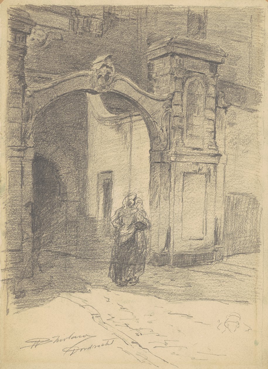 Dordrecht, 1870-77 körül (grafit szőtt papíron) alkotó: Walter Shirlaw