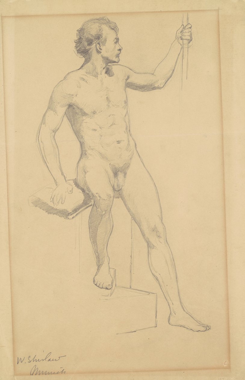 Ülő férfi akt, 1870-77 körül (grafit szőtt papíron) alkotó: Walter Shirlaw