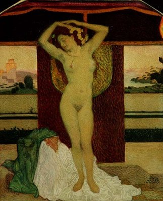 Akt (akvarell papíron) alkotó: Walter Sigmund Hampel