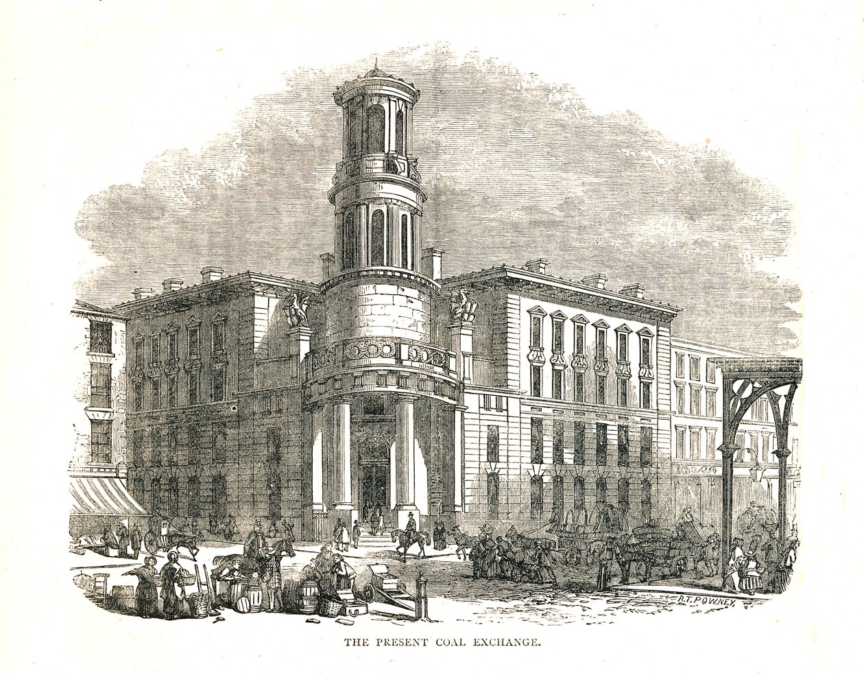 A Present Coal Exchange, amelyet Albert herceg nyitott meg 1849-ben, Thames Street, 1878 alkotó: Walter Thornbury