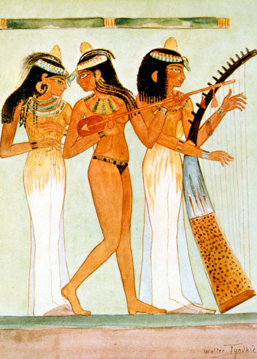 Ókori egyiptomi zenészek és táncosok, 1910 alkotó: Walter Tyndale