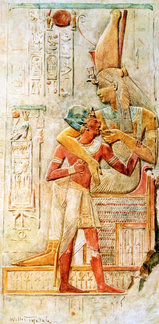 Egyiptomi hieroglifák, Abydos, Egyiptom, 1910 alkotó: Walter Tyndale