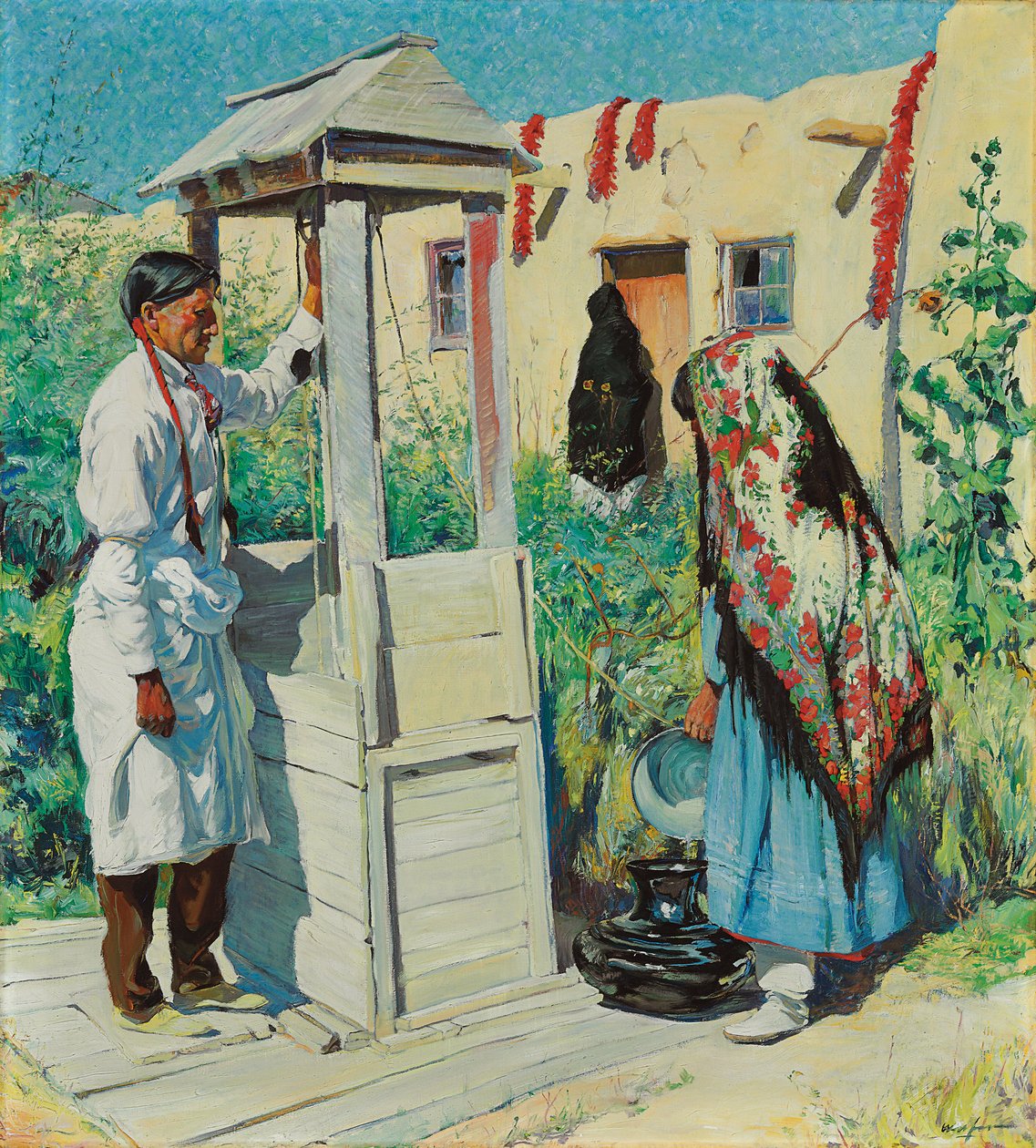 Pueblo Well Scene (olaj, vászon) alkotó: Walter Ufer