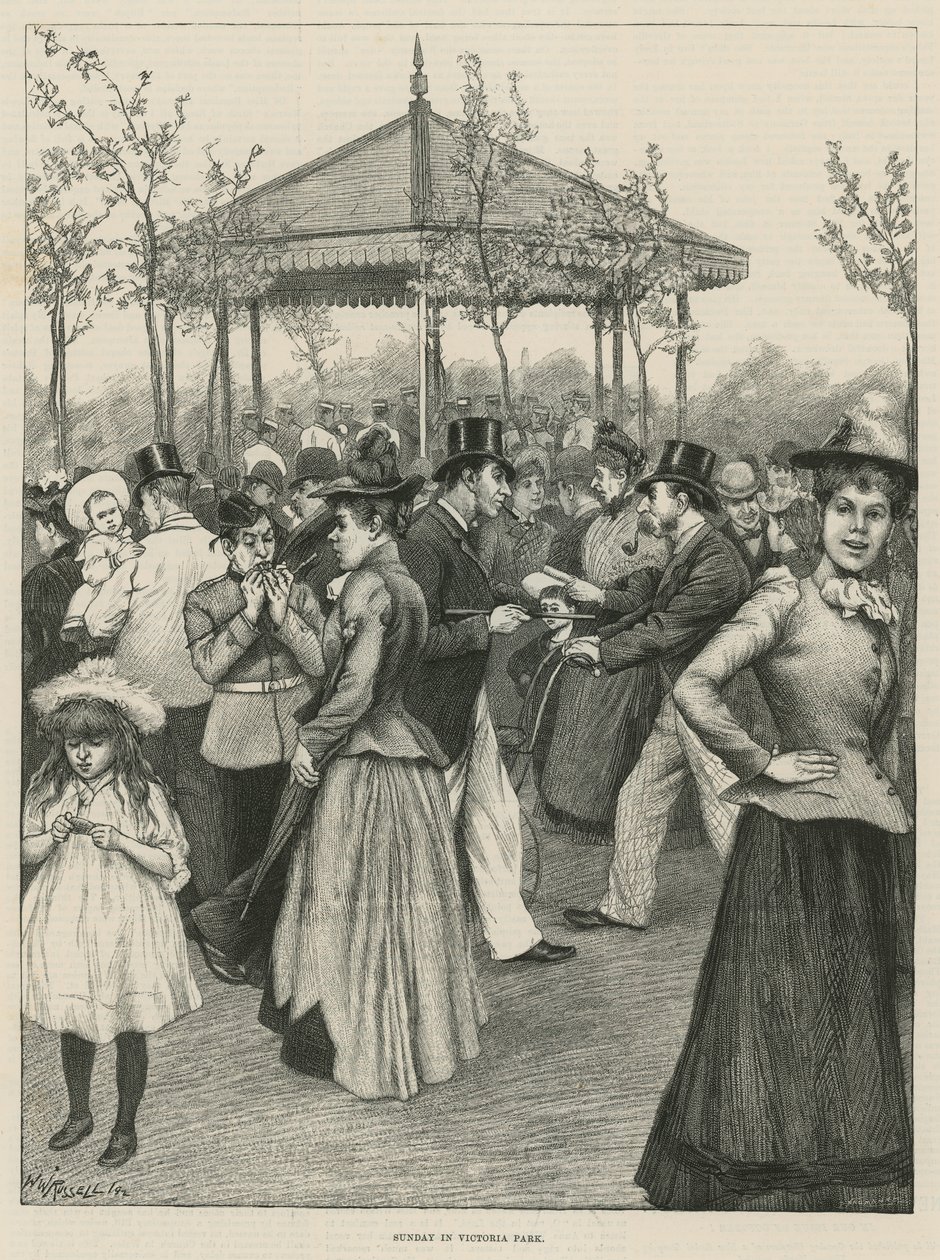 Vasárnap a Victoria Parkban (metszet) alkotó: Walter Westley Russell