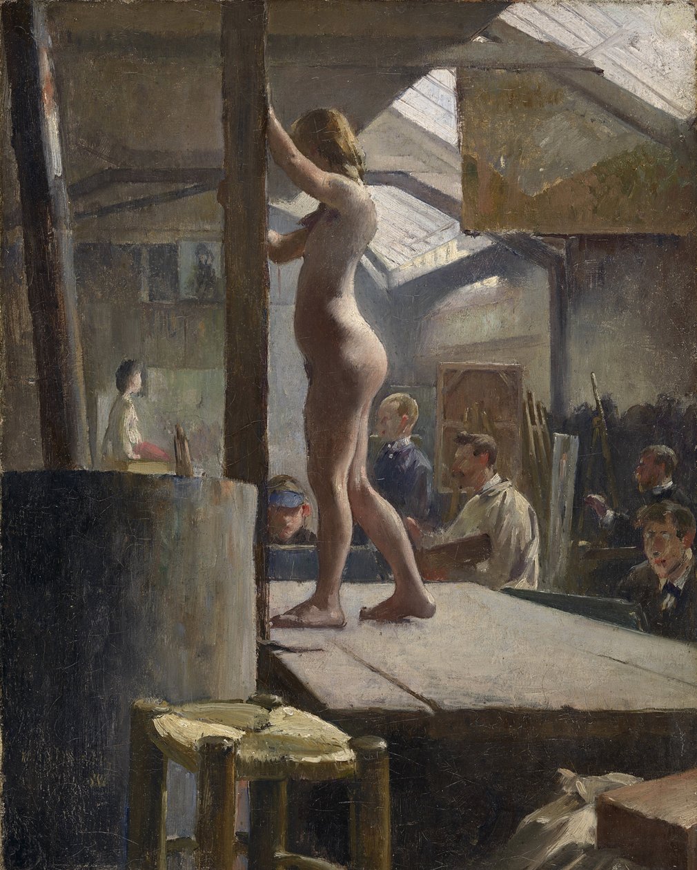 Life Class, Academie Julian – Walter Herbert Withers (1854-1914). Olajfestmény alkotó: Walter Withers