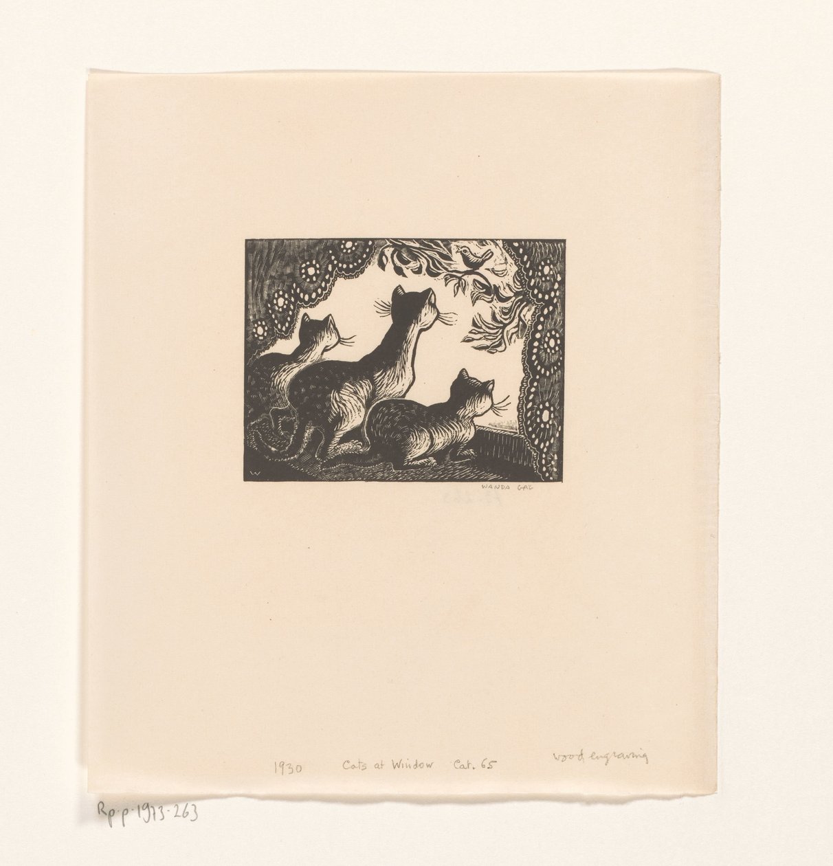 Három macska egy ablakkeretben alkotó: Wanda Gág (signed by artist)
