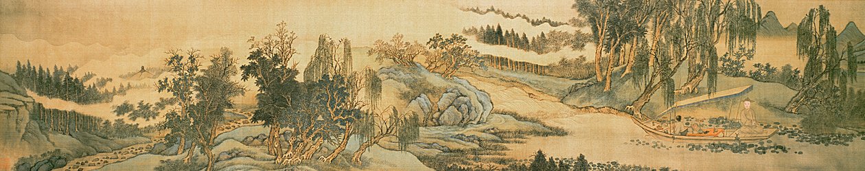 Tekercs tájat ábrázoló kolofonverssel: Fishing in Willow Brook, kínai, 1706 (lásd még: 142752) alkotó: Wang Hui
