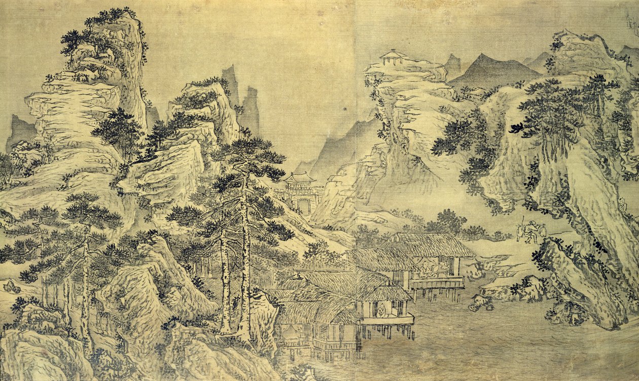 Kilátás a Keyin pavilonból a Paradise (Baojie) hegyen, 1562 alkotó: Wang Wen