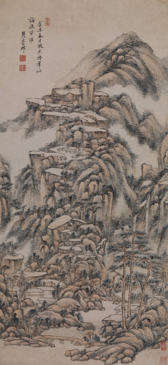 Tájkép Huang Gongwang stílusa után alkotó: Wang Yuanqi