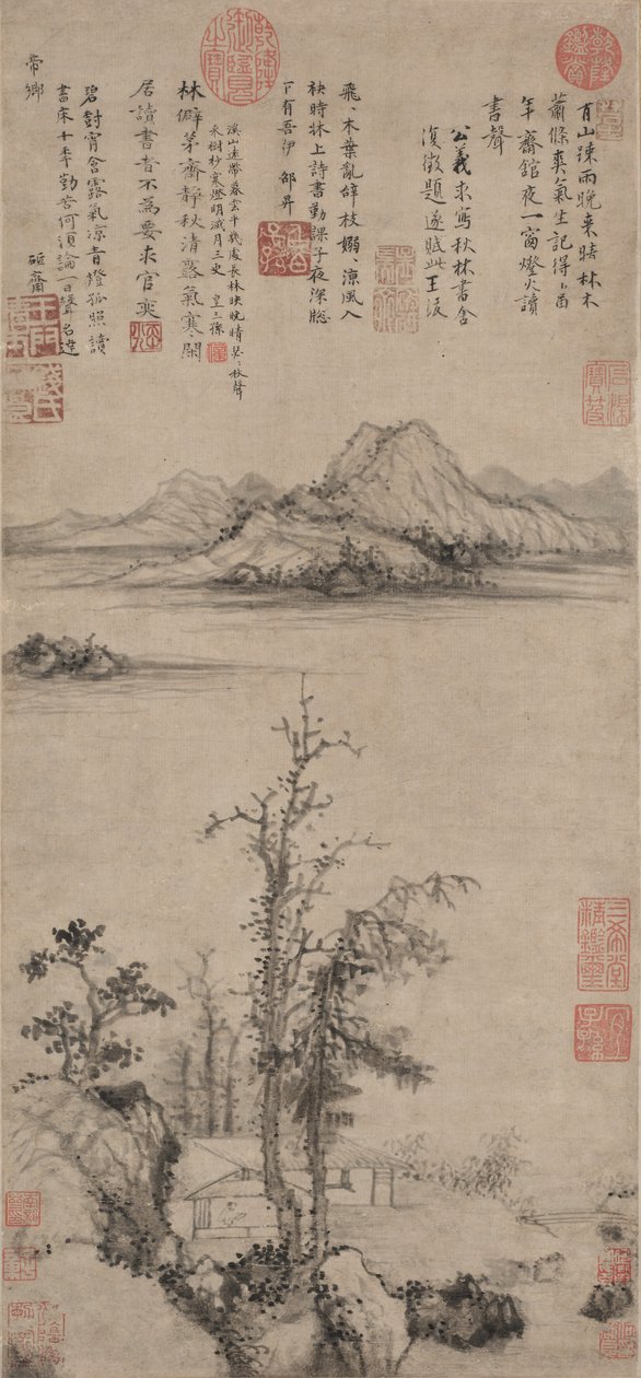 Tudós menedékhely őszi fák között, Ming-dinasztia 1368-1644. alkotó: Wang Fu