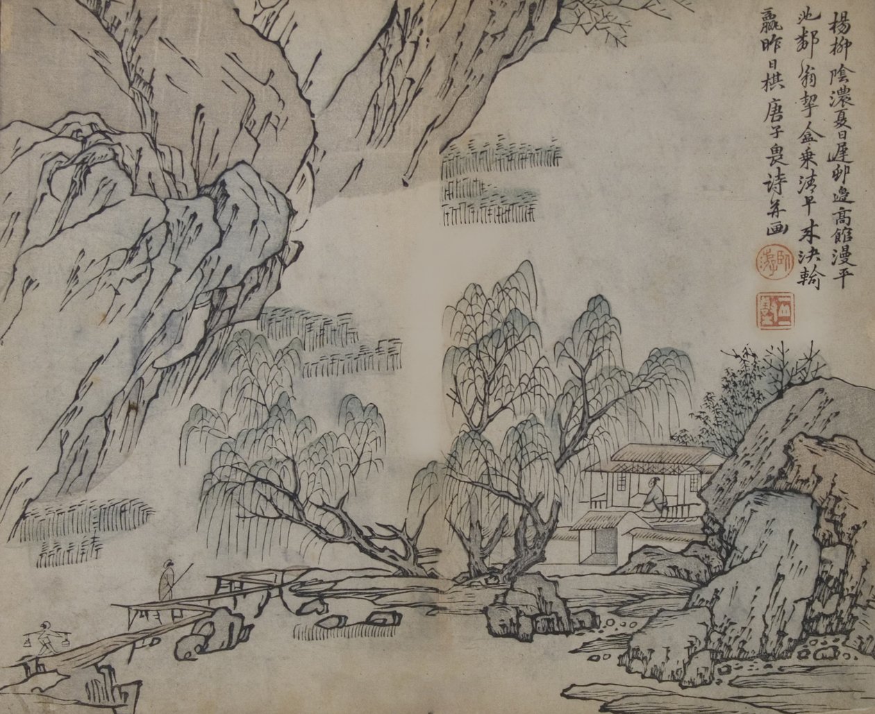 Levél a mustármagos kertben, a Jieziyuan huazhuan... festési kézikönyvéből, valószínűleg 1878-as kiadás. alkotó: Wang Gai