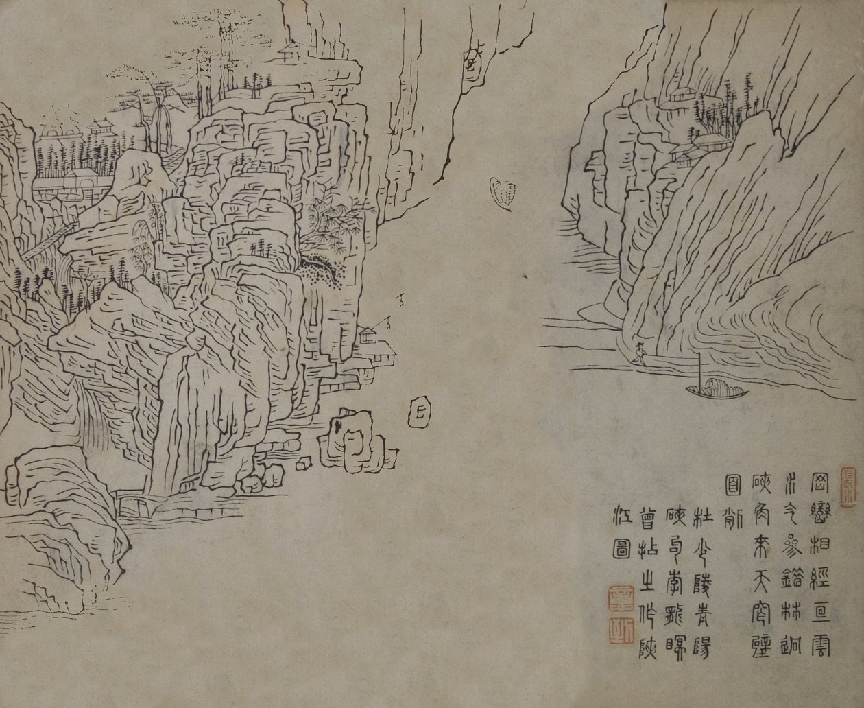 Levél a mustármagos kertben, a Jieziyuan huazhuan... festési kézikönyvéből, valószínűleg 1878-as kiadás. alkotó: Wang Gai