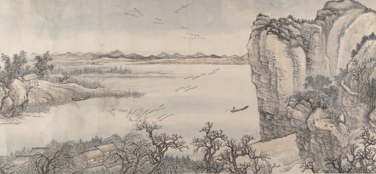 Táj Juran és Yan Wengui stílusában, 1713-ban. alkotó: Wang Hui