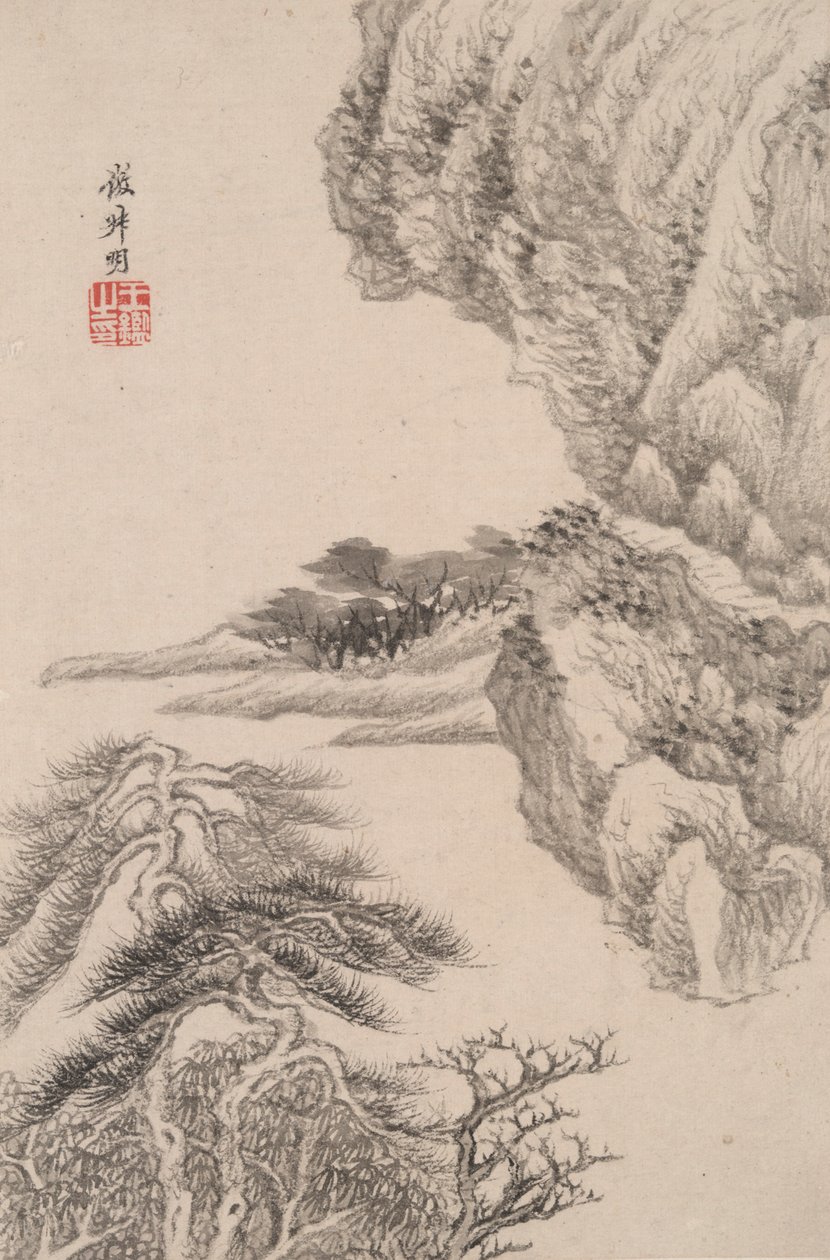 Táj különböző régi mesterek stílusában: Tájkép Wang Meng után (1308 alkotó: Wang Jian