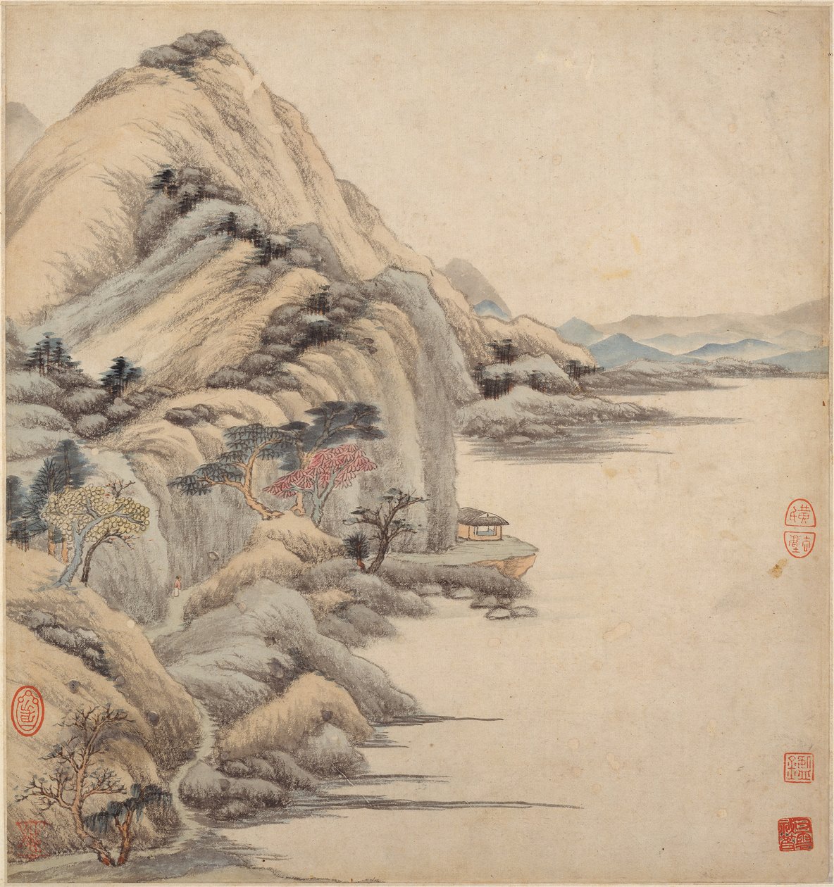Tájak ókori mesterek stílusában, XVII. alkotó: Wang Jian