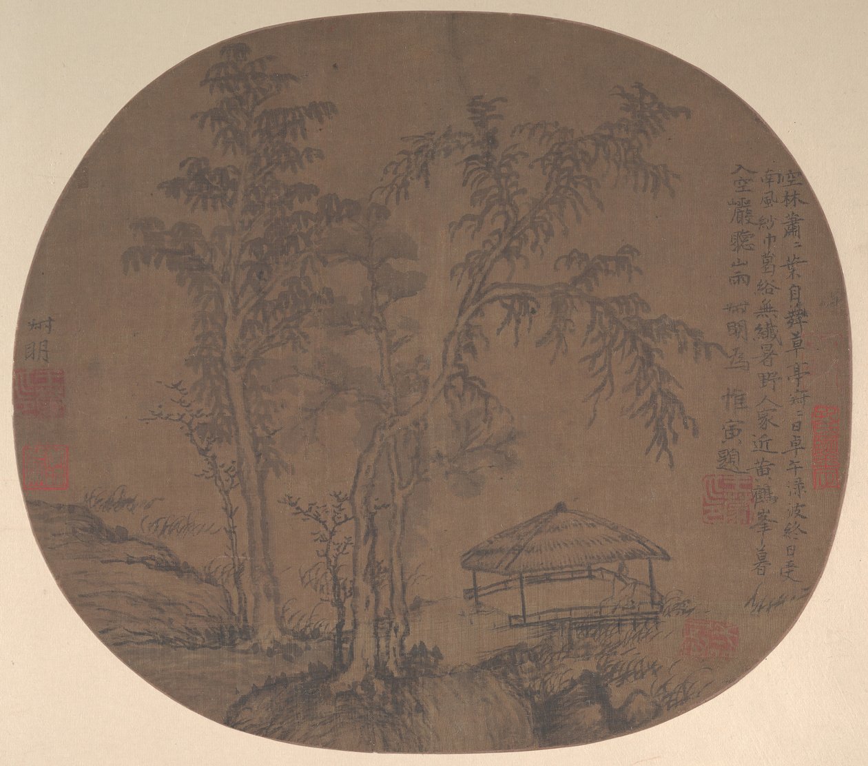 Ritka fák és pavilon, 1350-es évek vége. alkotó: Wang Meng