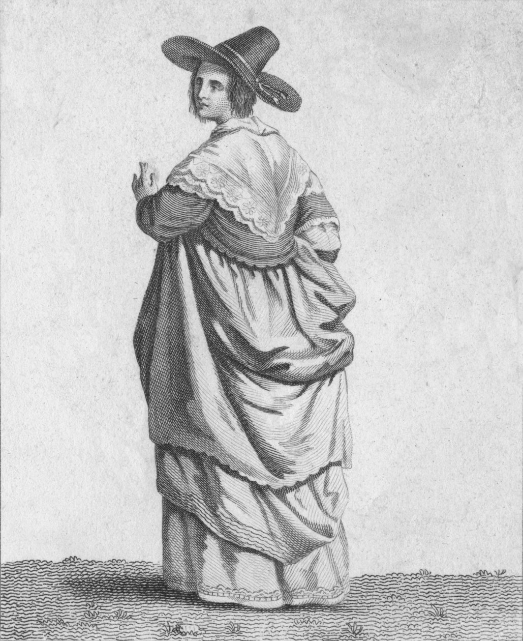 "Egy kereskedő felesége – Kiváló polgárok ruhája 1640-ben", 1807 alkotó: Warren