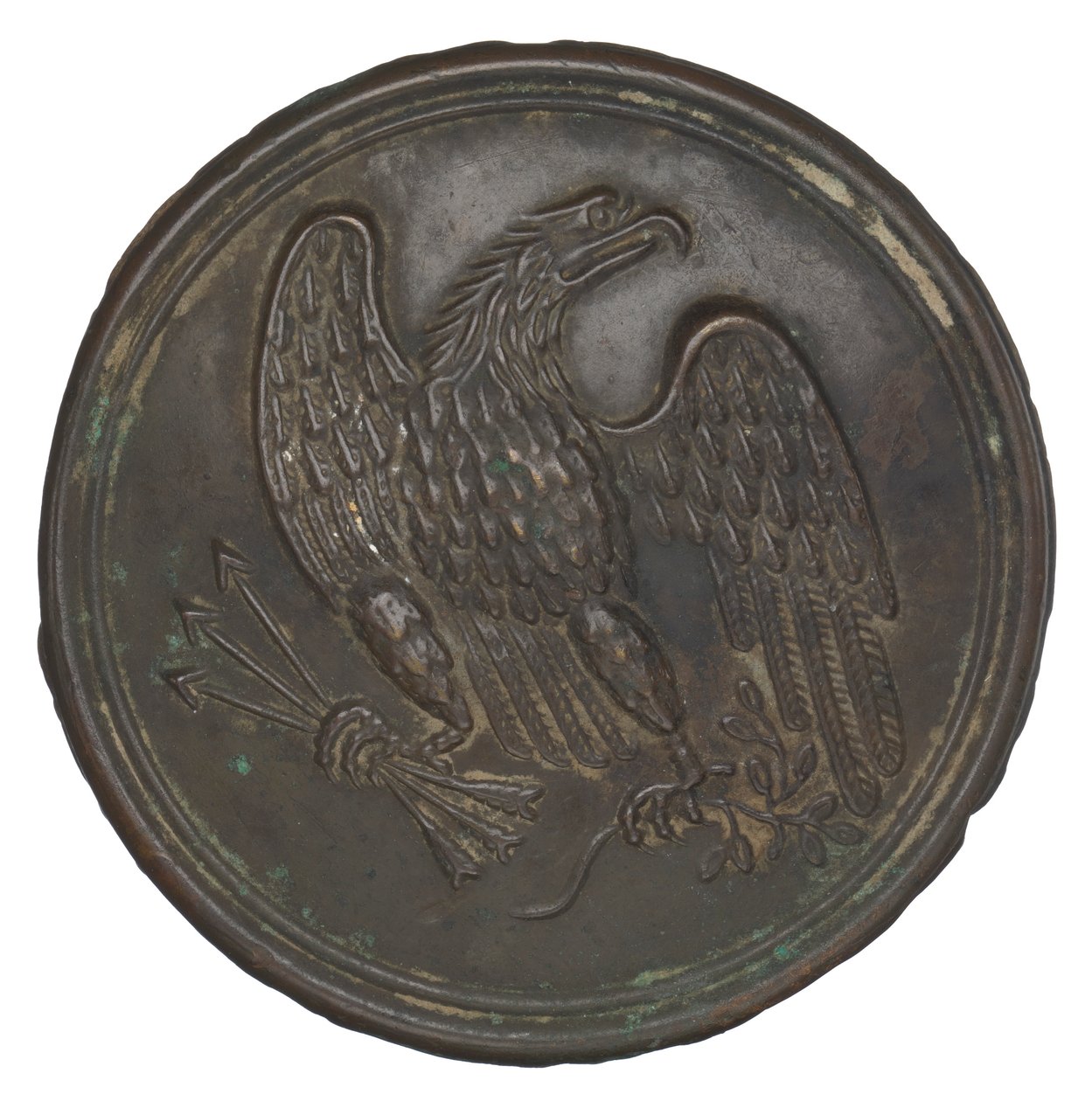 Lemez bélyegzett sárgaréz sas mintával patrondoboz szalagról, 1862-1865. alkotó: Warren H. Wilkinson
