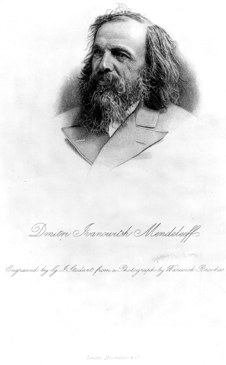 Dmitrij Mengyelejev, metszett George J. Stodart alkotó: Warwick Brookes