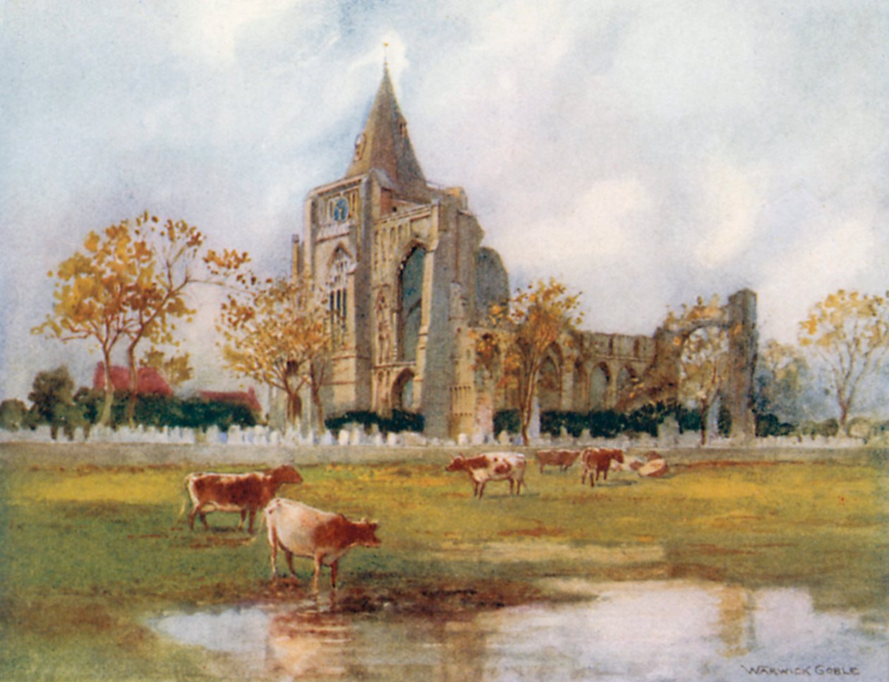 Crowland Abbey (színes litográfia) alkotó: Warwick (after) Goble