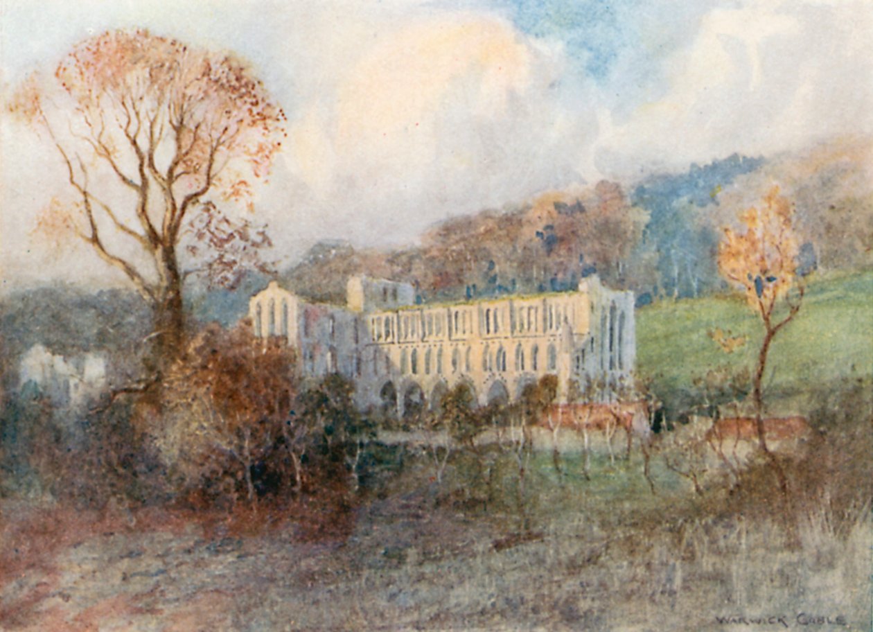 Rievaulx apátság délről (színes litográfia) alkotó: Warwick (after) Goble