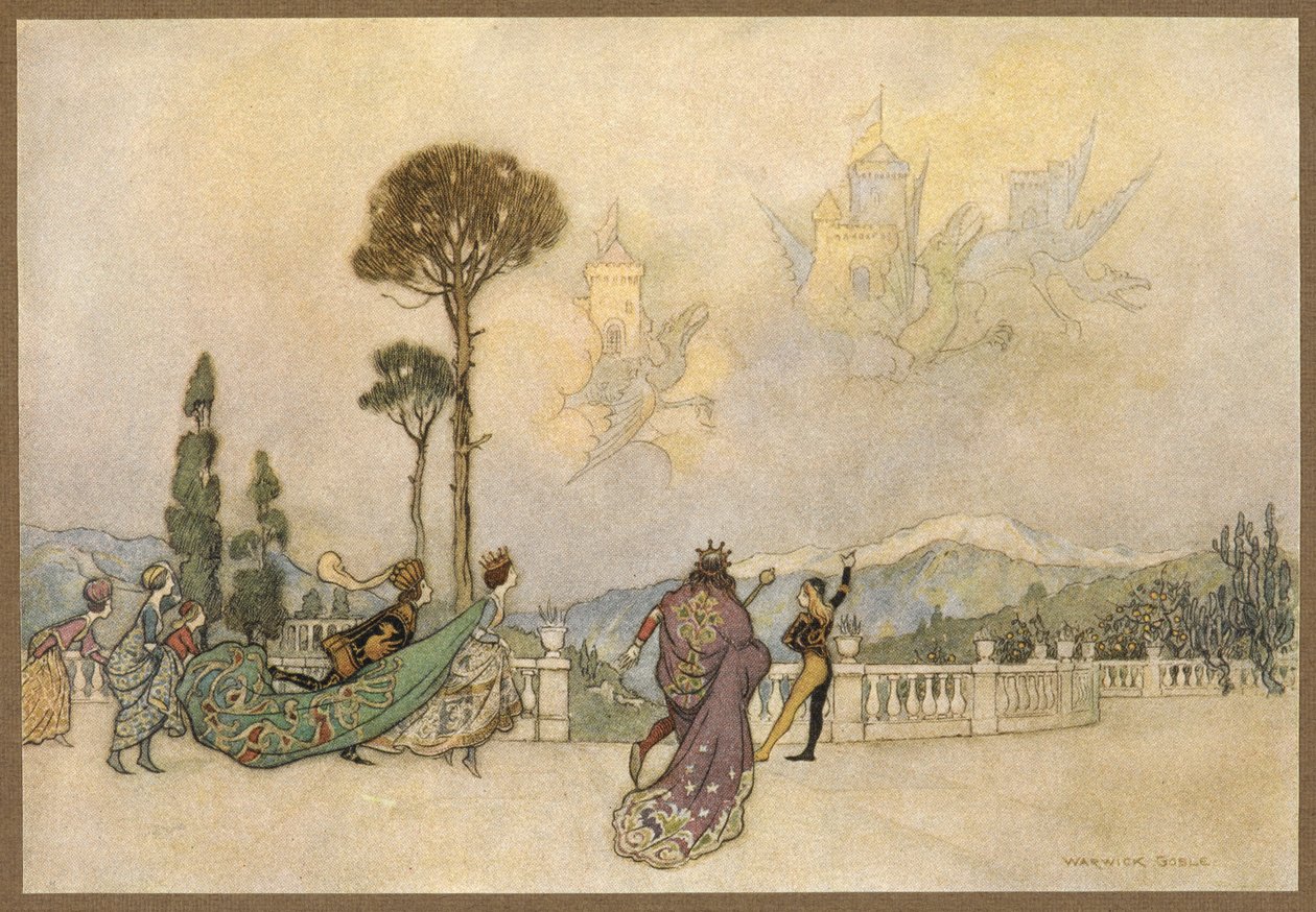 A kastélyok a levegőben, A sárkányból. alkotó: Warwick Goble