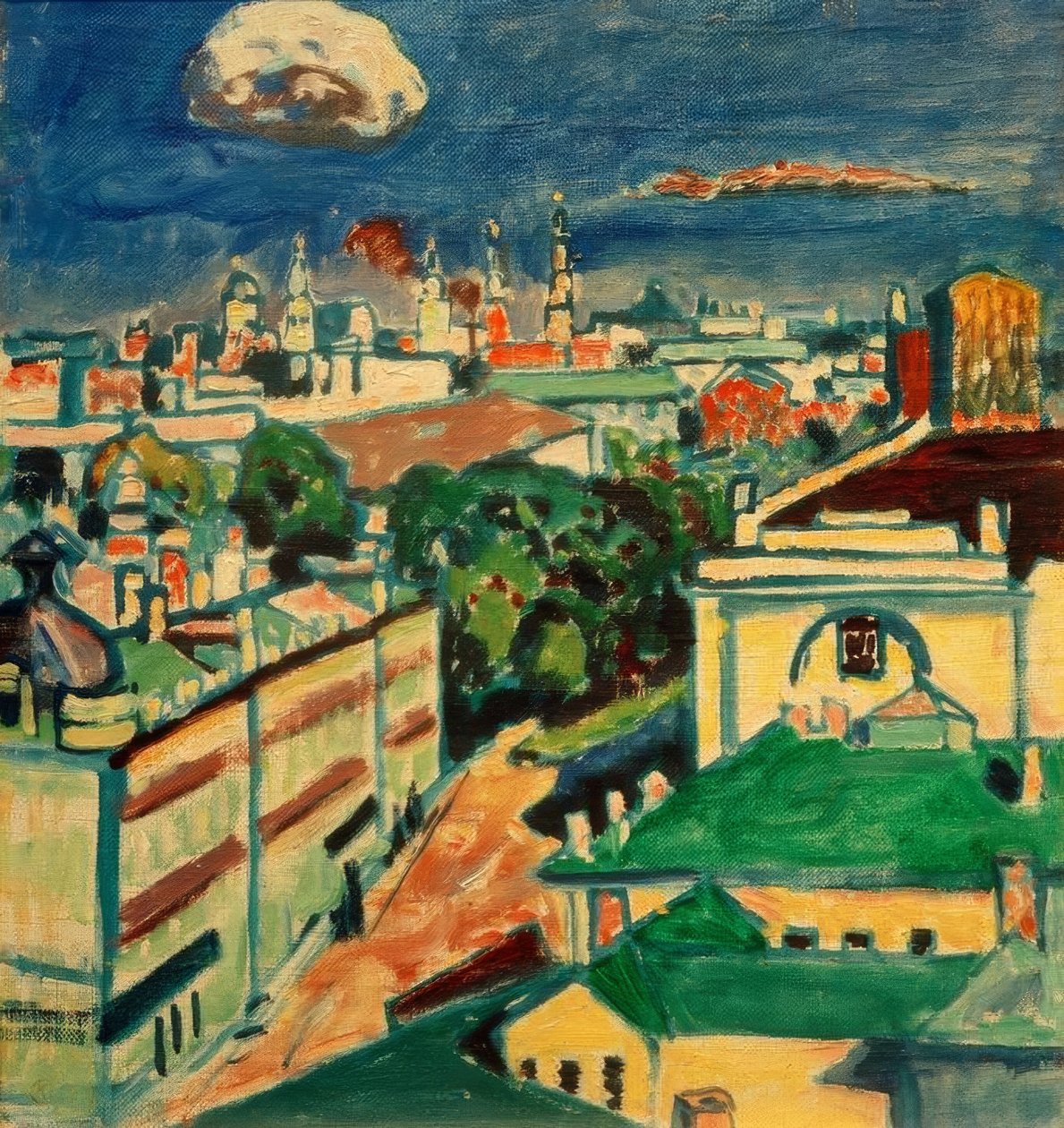 Moszkva kilátása Kandinszkij lakásának ablakából alkotó: Wassily Kandinsky