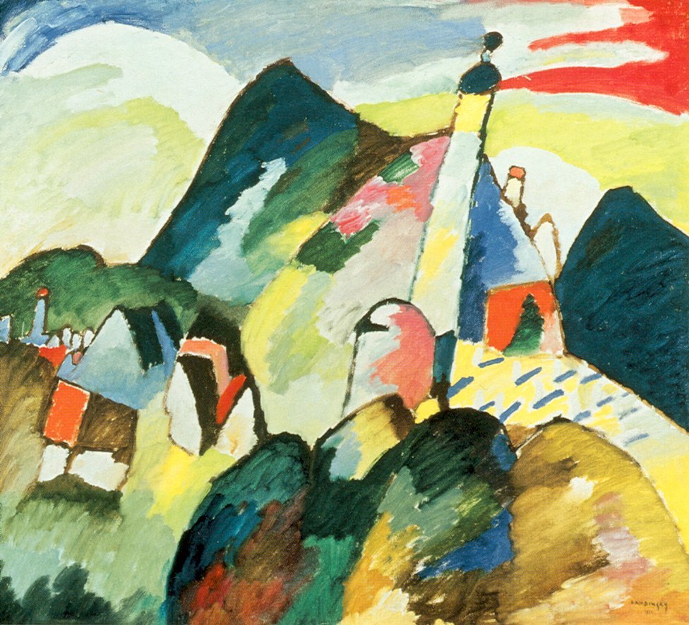 Kilátás Murnau -ra a templommal alkotó: Wassily Kandinsky