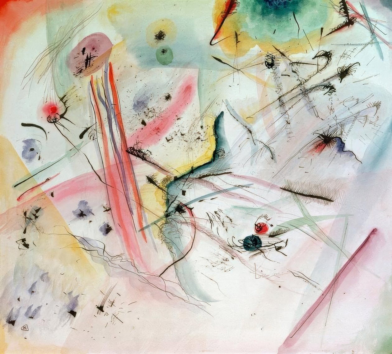 Kompozíció piros és kék sávokkal alkotó: Wassily Kandinsky