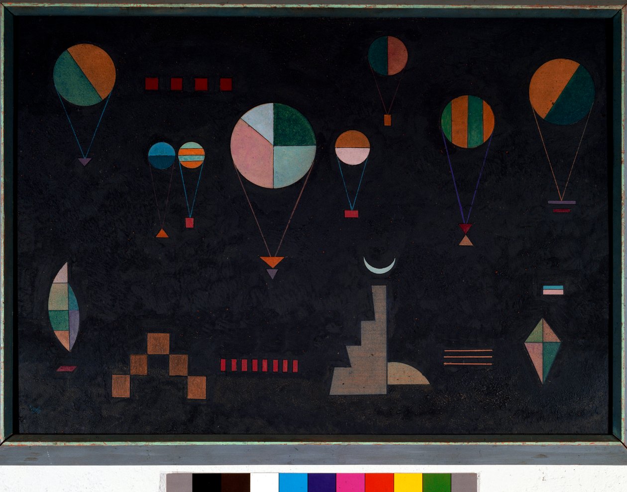 Flach tief Olaj, karton, Vaszilij Kandinszkij (vagy Wassily Kandinsky vagy Kandinsky, 1866-1944). 1930 Dim. 49x70 cm-es magángyűjtemény alkotó: Wassily Kandinsky