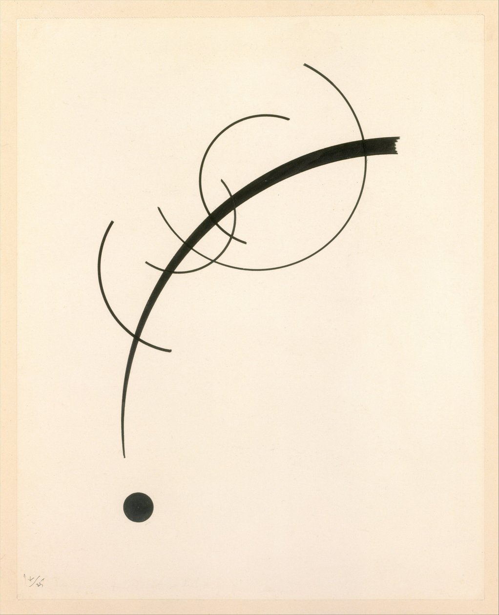 Szabad görbe a pontig - Geometriai görbék kísérőhangja, 1925 (tus, papír) alkotó: Wassily Kandinsky