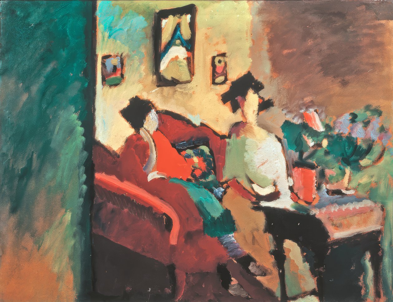 Belső (Gabriele Münterrel és Marianne von Werefkinnel) alkotó: Wassily Kandinsky
