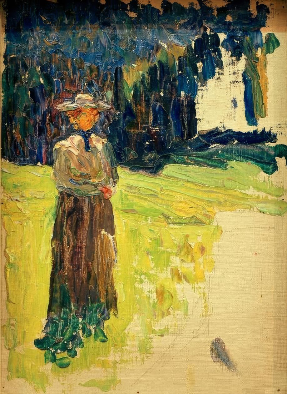 Kochel - Álló hölgy az erdő szélén alkotó: Wassily Kandinsky