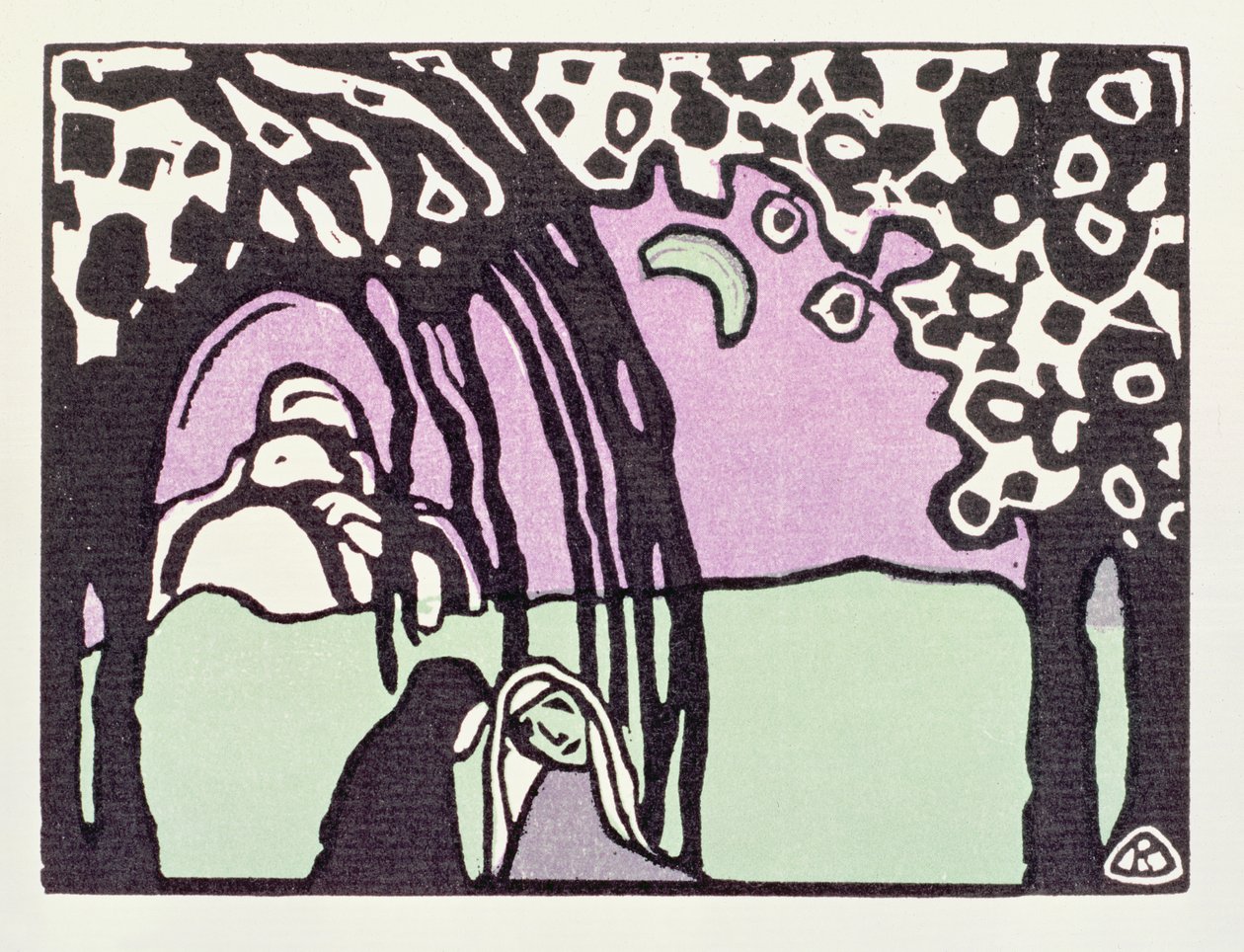 Holdkelte, a „Der Blaue Reiter”-ből, 1911 (fametszet) alkotó: Wassily Kandinsky