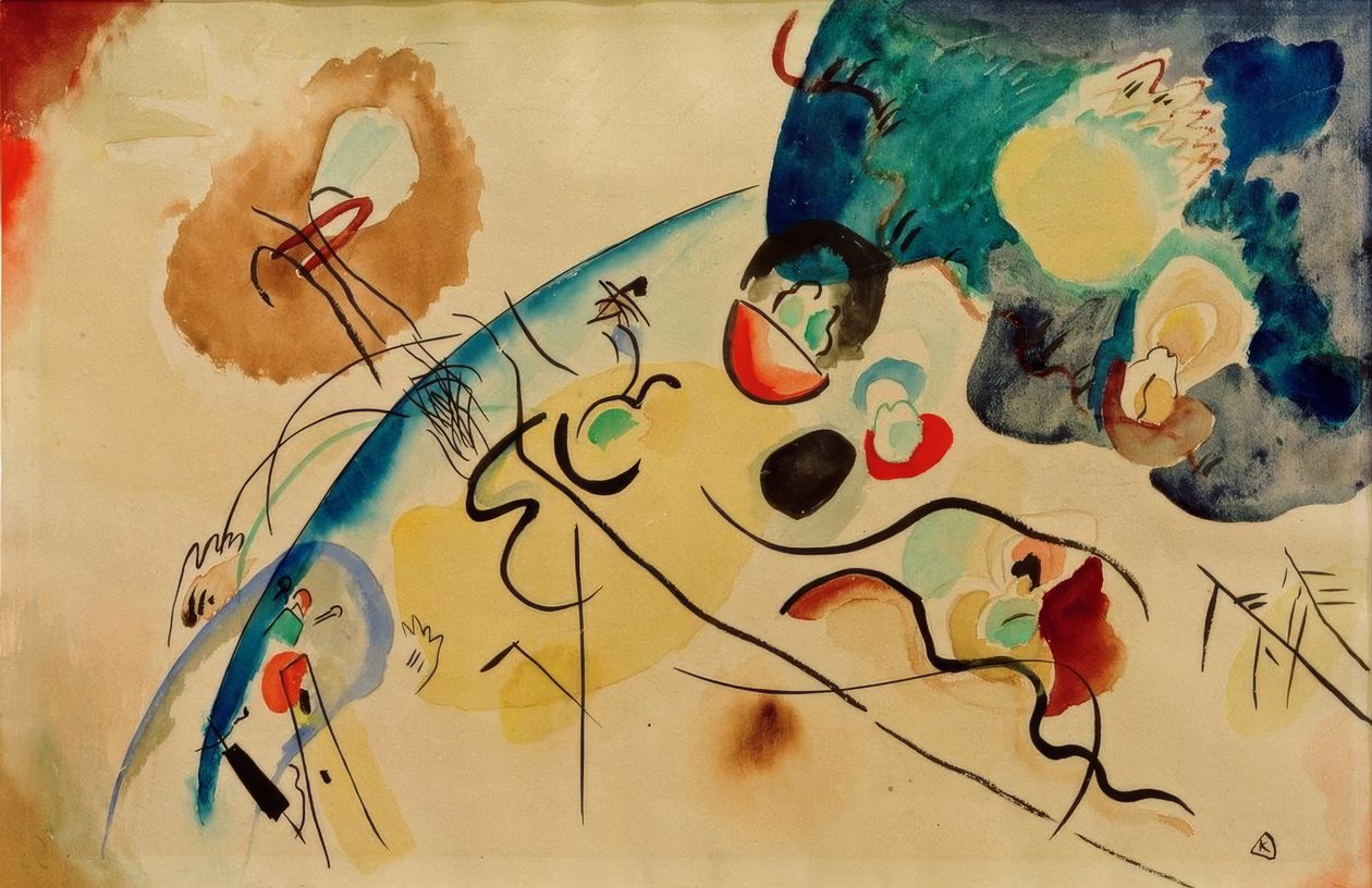 Cím nélkül (kompozíció trojka motívummal) alkotó: Wassily Kandinsky