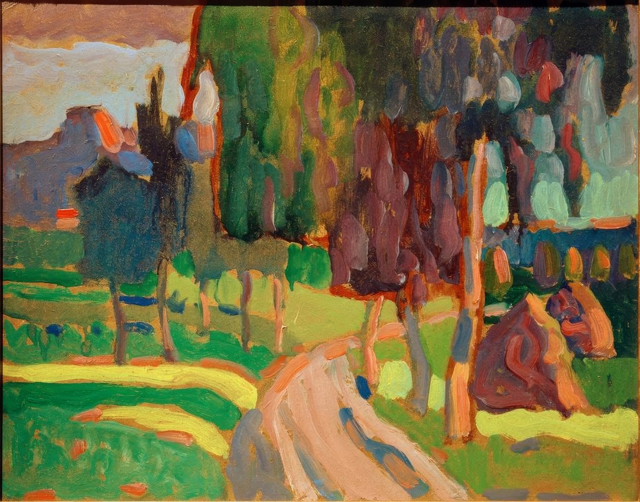 Nyári táj naplementében alkotó: Wassily Kandinsky