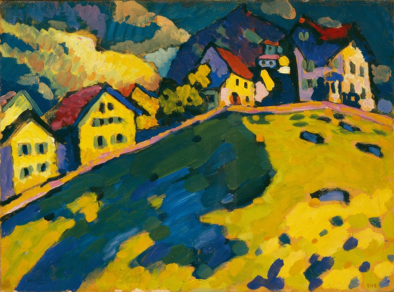 Tanulmány a dombon lévő házakhoz alkotó: Wassily Kandinsky