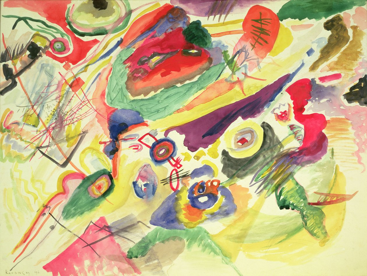 Akvarell piros folttal, 1911 alkotó: Wassily Kandinsky