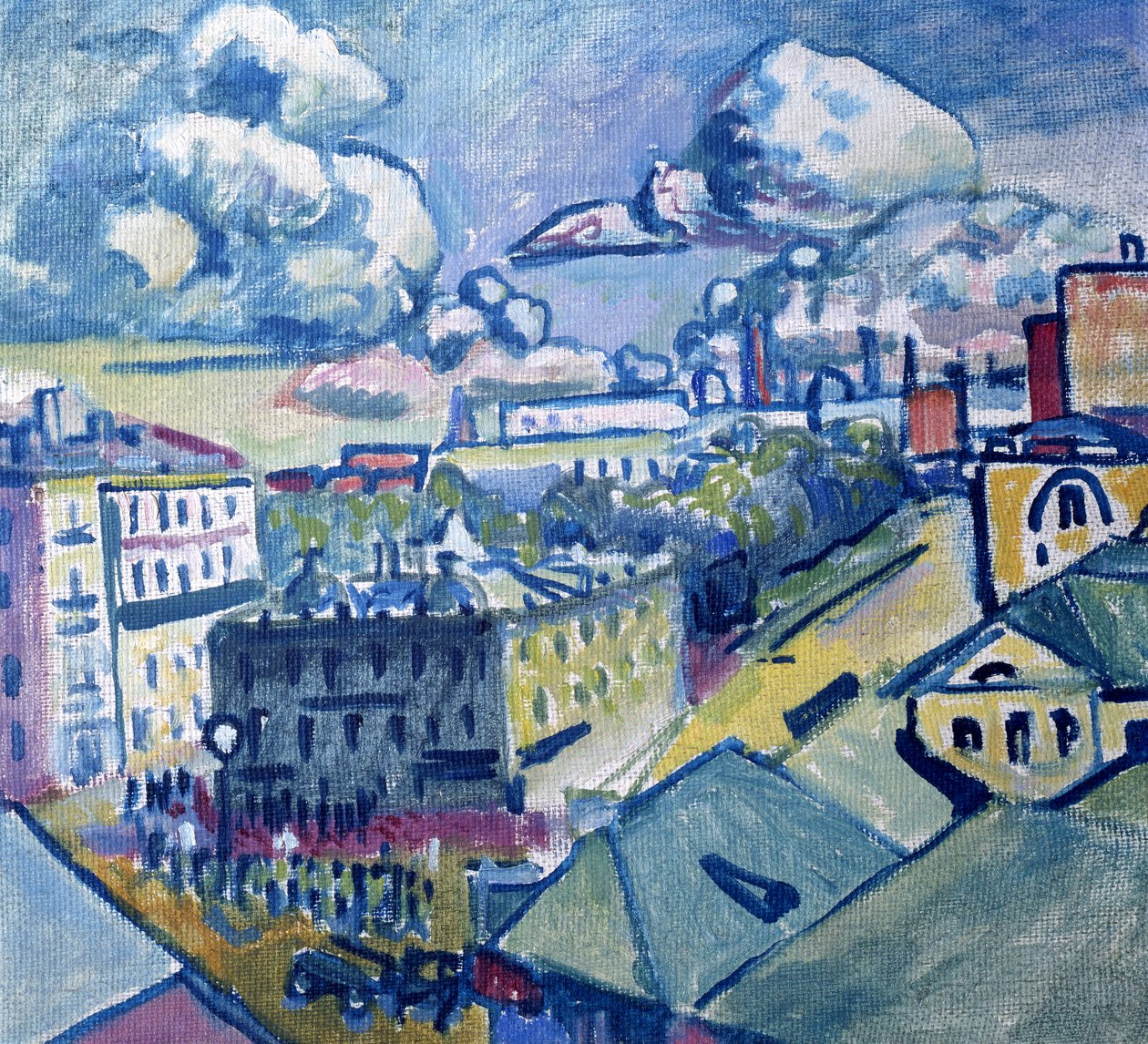 A moszkvai Zubovszkij tér az ablakból, 1916 alkotó: Wassily Kandinsky