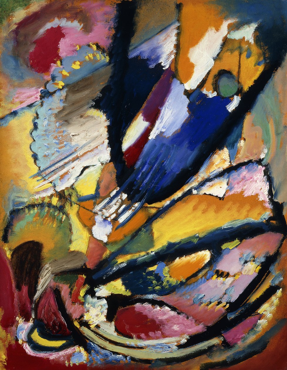 Az ítélet angyala; Engel des Jungsten Gerichts, 1911 körül (olaj, papír táblára fektetve) alkotó: Wassily Kandinsky