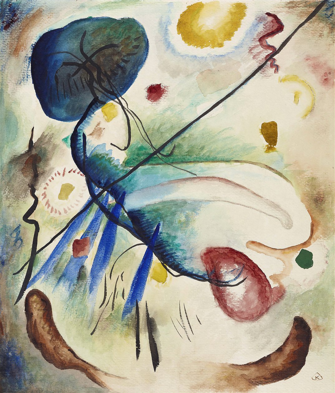Aquarell mit Strich akvarell vonással, 1912. alkotó: Wassily Kandinsky